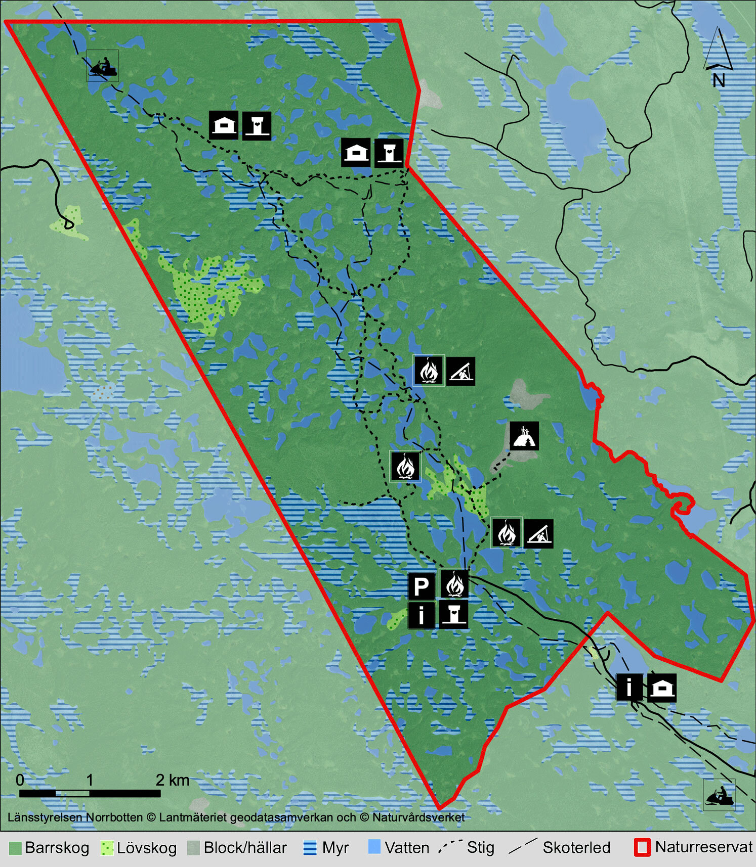 Karta över Kronogårds naturreservat